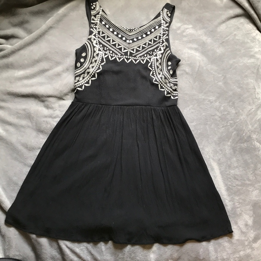 Black patterned rayon dress